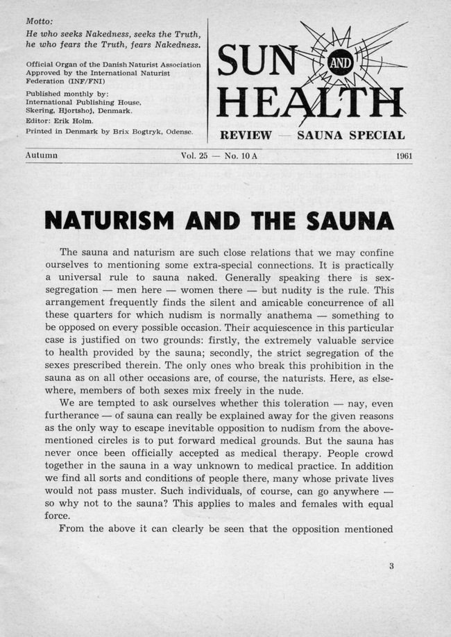 Sun and healt - Sauna - Nudism and finnish bath (EN, Photos and Articles) Sun and healt - Sauna - Nudism and finnish bath (EN, Photos and Articles)